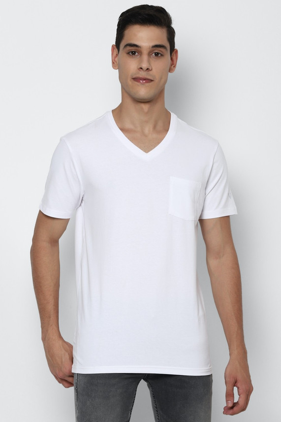Allen Solly Solid Men V Neck White T 
