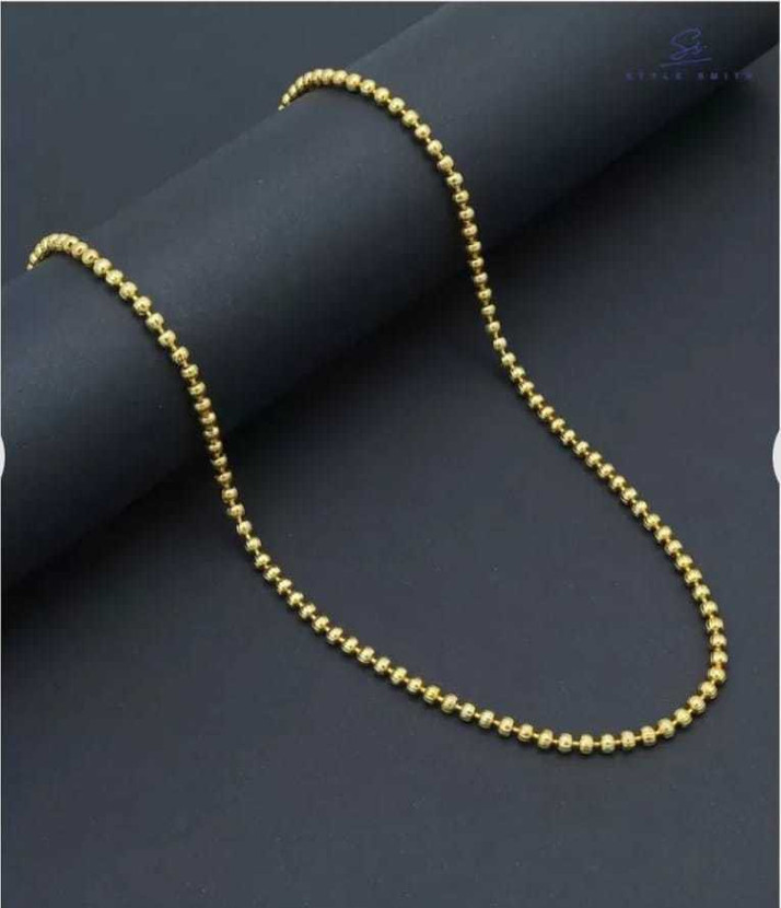 R JEWELS Gold Plated Ball Chain For Men 