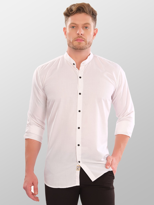 VeBNoR Men Solid Casual White Shirt 