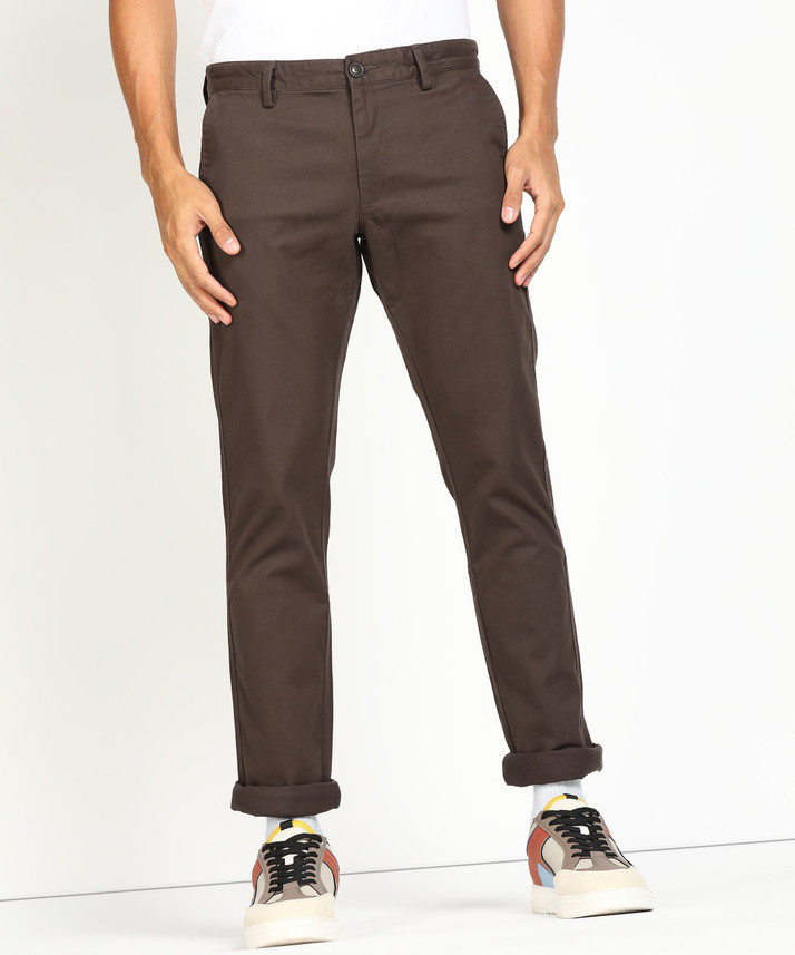 INDIAN TERRAIN Slim Fit Men Brown 