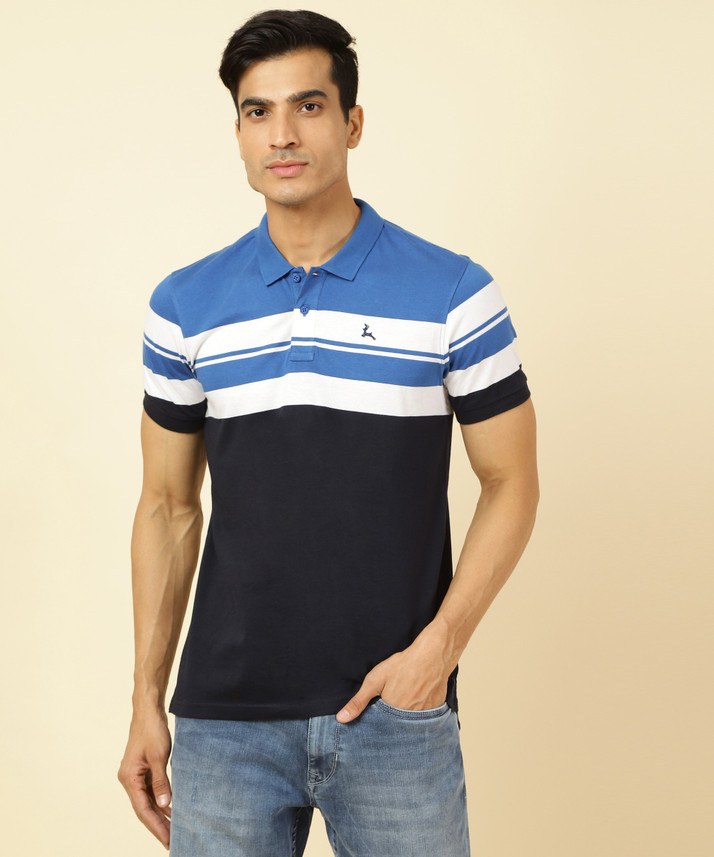 PARX Color Block Men Polo Neck Blue T 