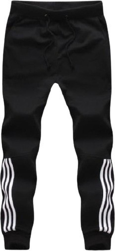Joggers Park Striped Men Black Track 