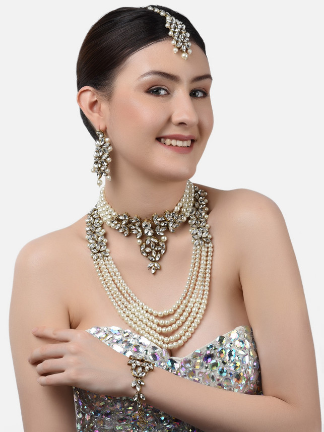 ZAVERI PEARLS Stone Dangle Earring 