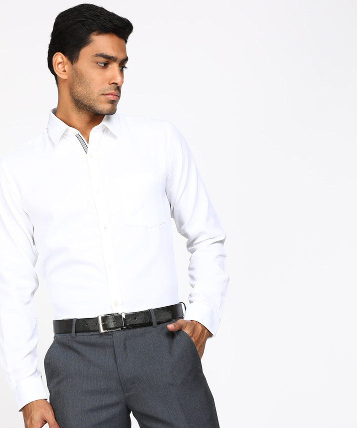 Raymond Men Solid Formal White Shirt 