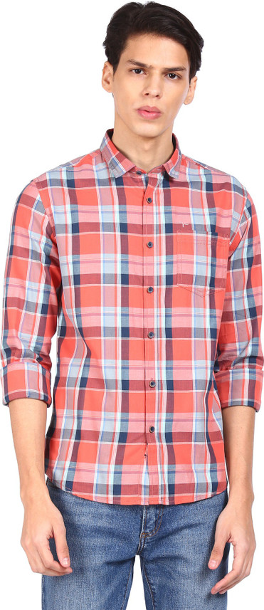 Men Checkered Casual Pink Shirt 