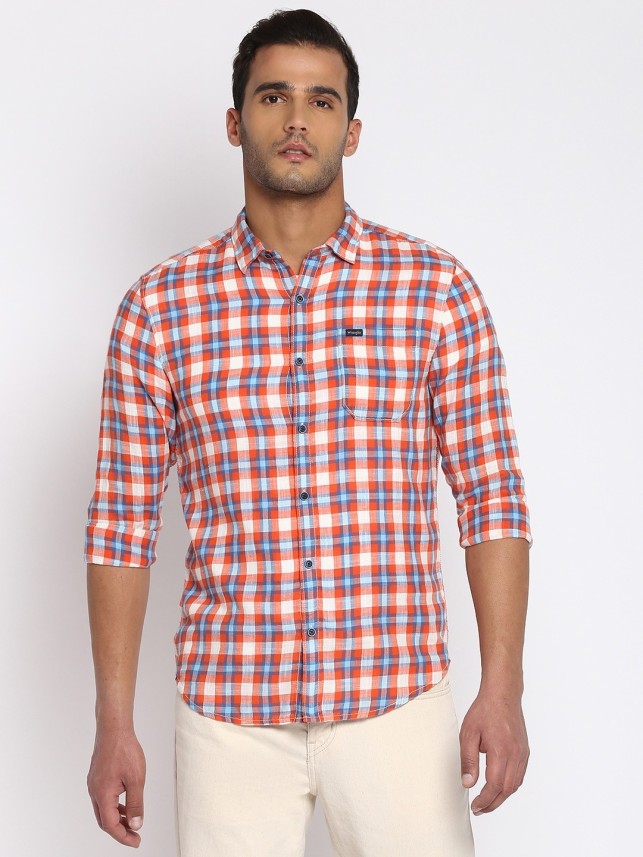 wrangler men checkered casual multicolor shirt