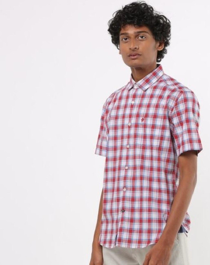 Buy Netplay Men Checkered Casual Red 