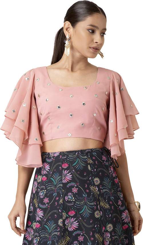 indya Party Embroidered Women Pink Top 