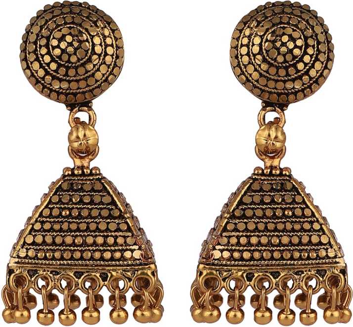 Flipkart.com - Buy Angel In You Angel In You Traditional Gold Plated  Enamelled Antique Jhumka Earring Brass Jhumki Earring Online at Best Prices  in India