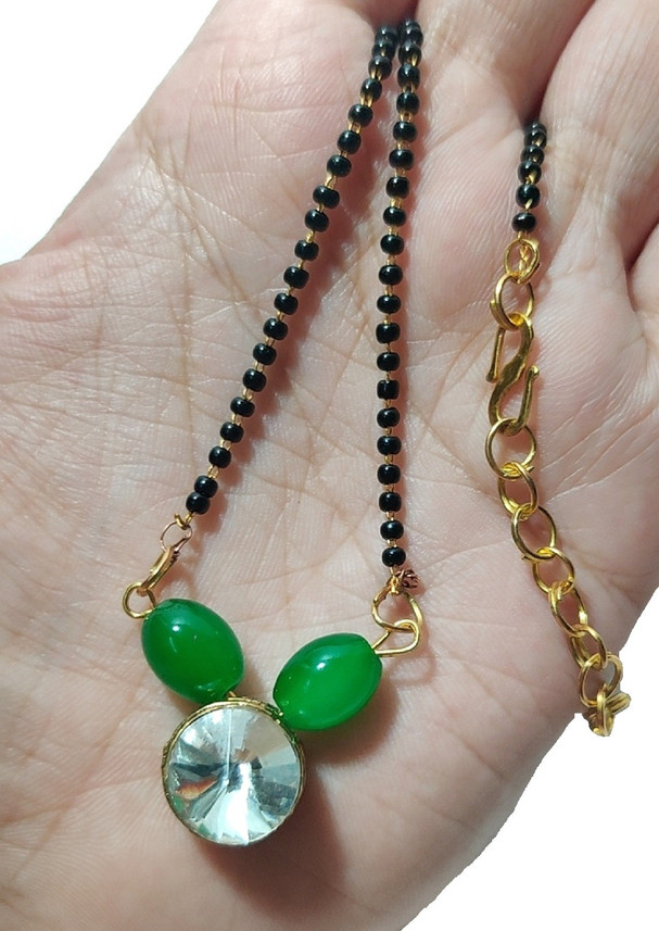 Addict Attire Oval Shaped Green Kundan 