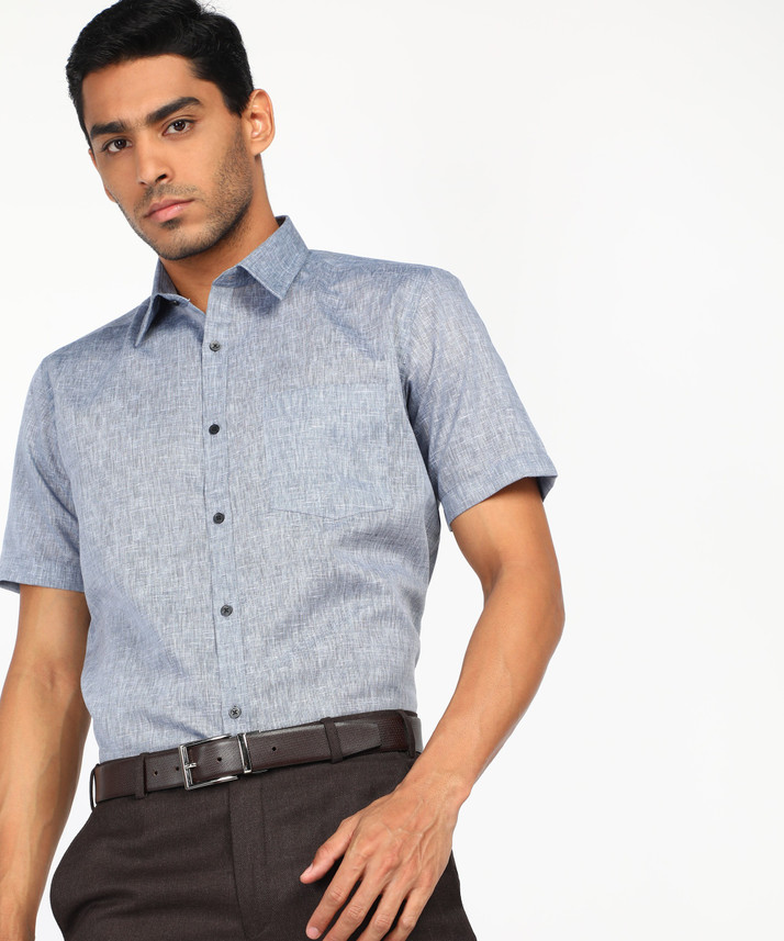 Raymond Men Solid Formal Blue Shirt 