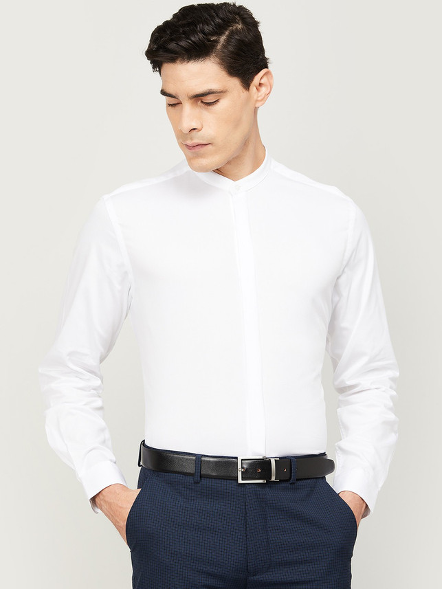 COLOUR ME Men Solid Casual White Shirt 