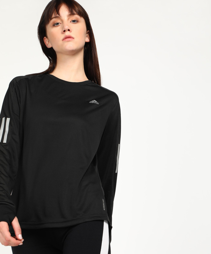ADIDAS Self Design Women Round Neck Black T-Shirt - Buy ADIDAS Self Design  Women Round Neck Black T-Shirt Online at Best Prices in India | Flipkart.com