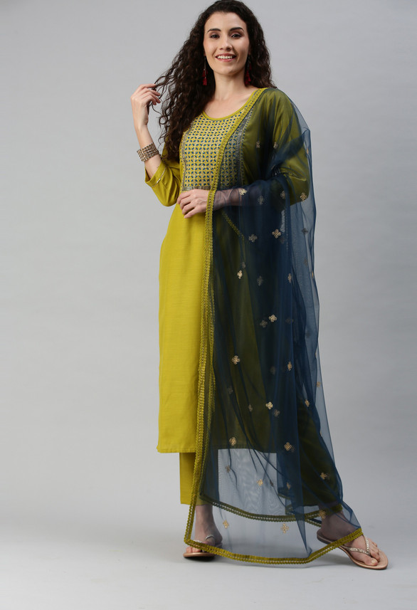 THE52 Women Kurta, Pant And Dupatta Set 