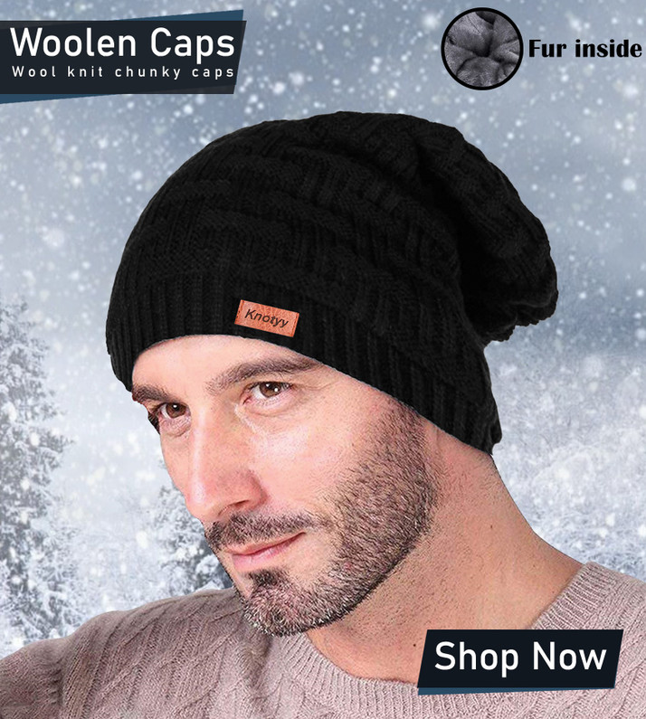 Knotyy Self Design beanie, woolen Cap 