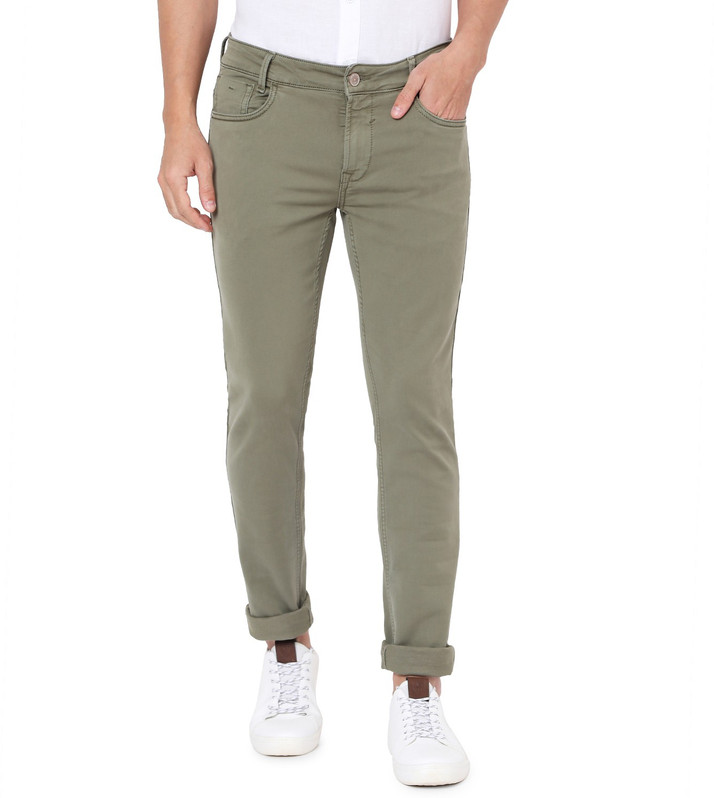 MUFTI Slim Fit Men Green Trousers - Buy 
