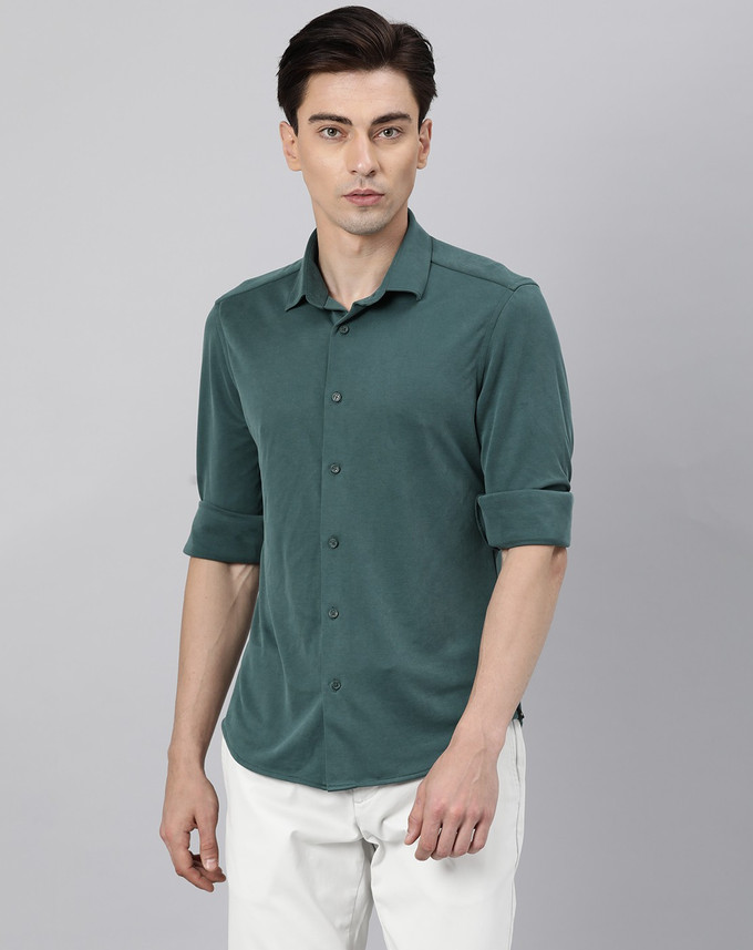 RARE RABBIT Men Solid Casual Green 