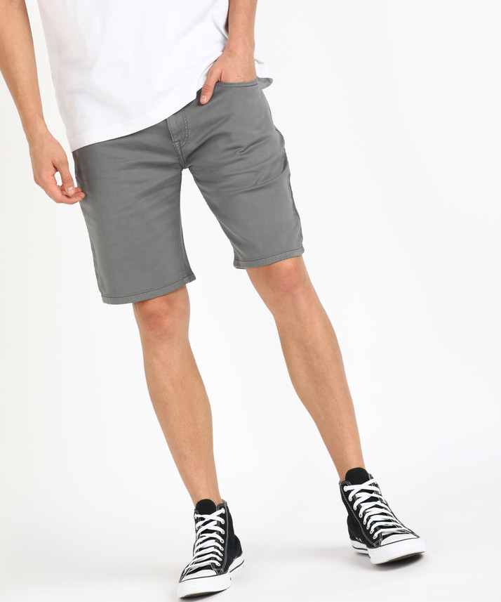 Pepe Jeans Solid Men Grey Denim Shorts 
