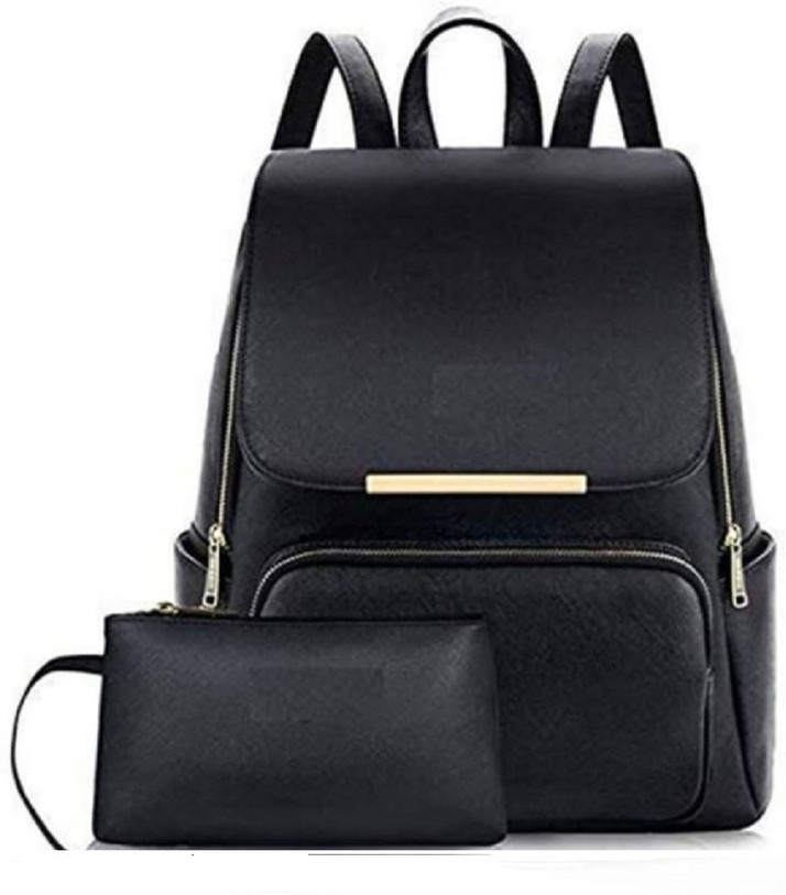 black leather backpack ladies
