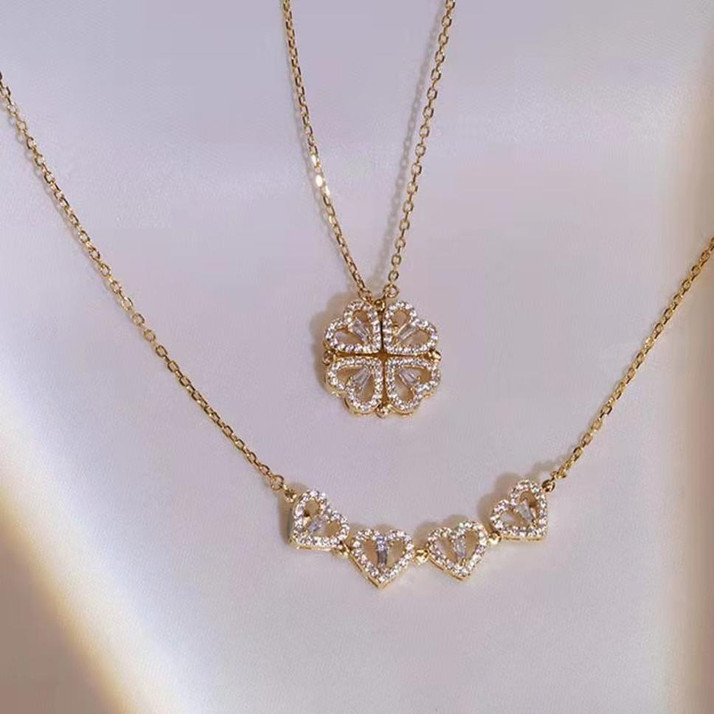lujo Gold four leaf heart shaped clover 