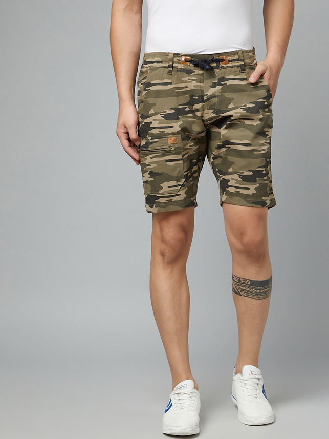 WATELLO Printed Men Green Chino Shorts 