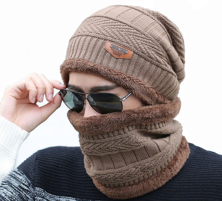 AlexVyan Brown Unisex Woolen Beanie Cap 