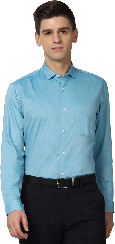 PETER ENGLAND Men Solid Formal Blue 