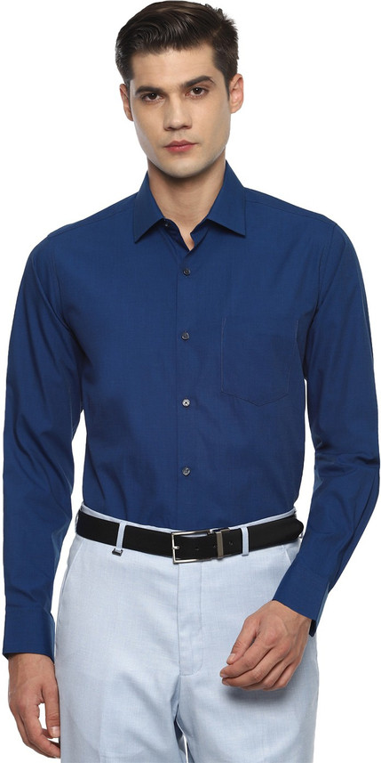 VAN HEUSEN Men Self Design Formal Blue 