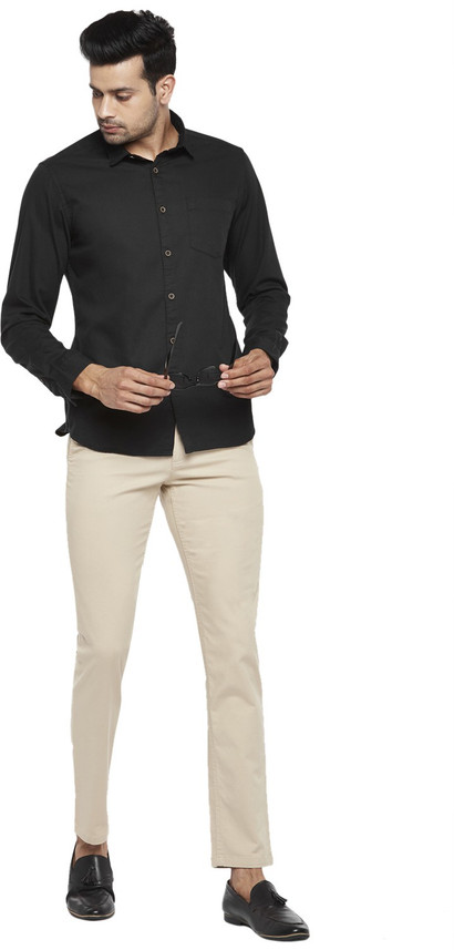Pantaloons Men Solid Sports Black Shirt 