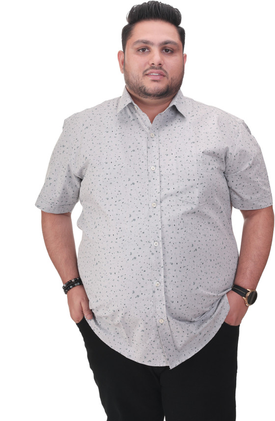 Closset Men Printed Casual Grey Shirt 