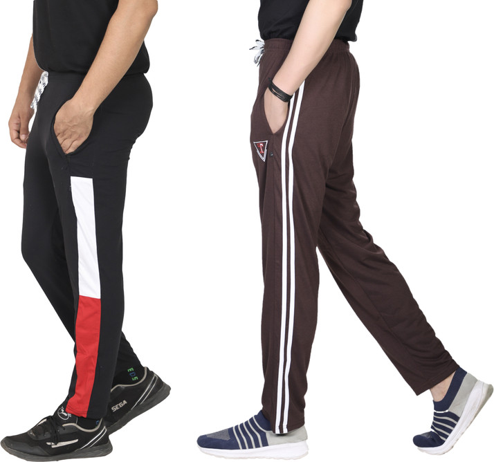 Knitman Striped Men Brown Track Pants 