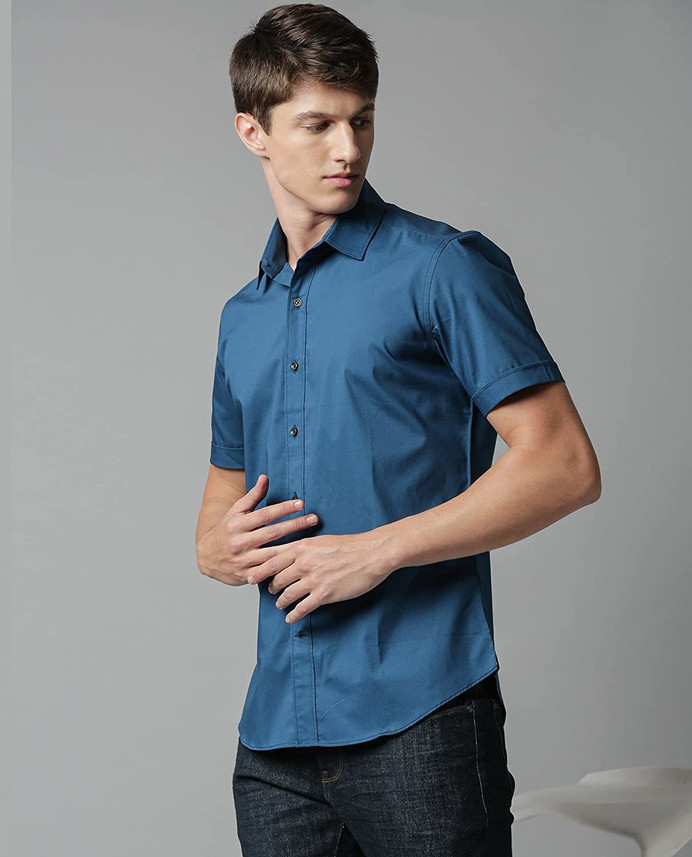 Lee Cross Men Solid Casual Blue Shirt 