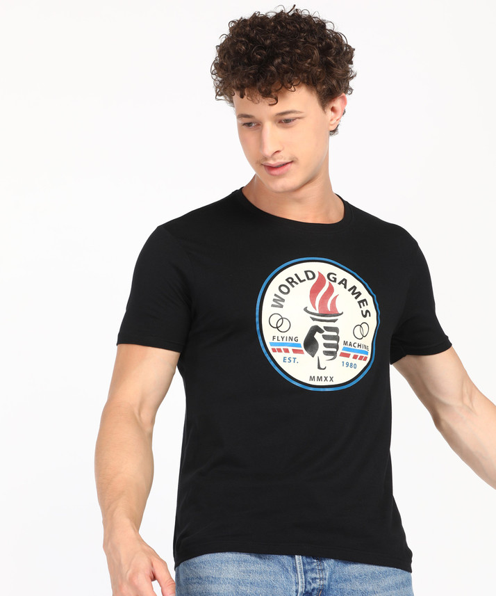FLYING MACHINE Printed Men Round Neck 