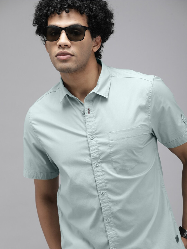 Roadster Men Solid Casual Blue Shirt 