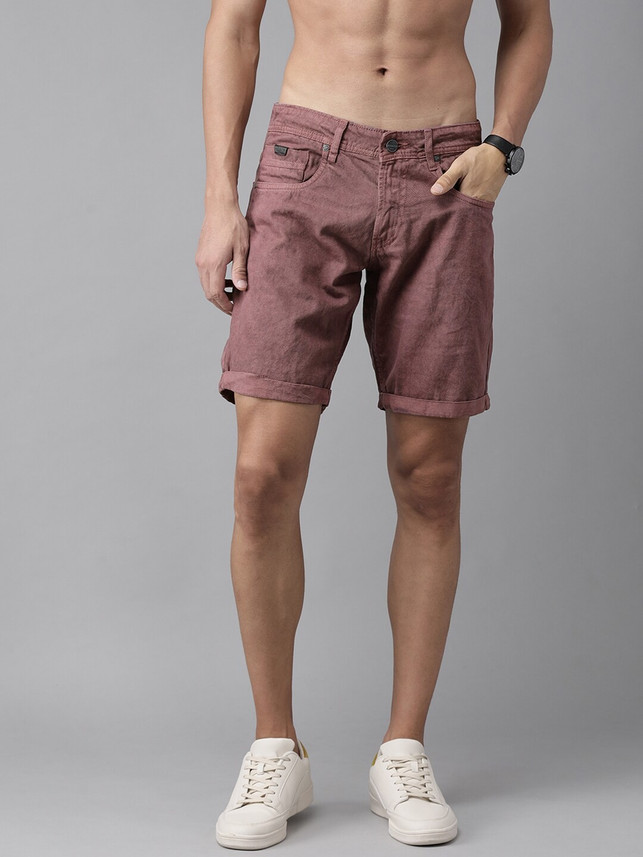 Roadster Solid Men Purple Denim Shorts 
