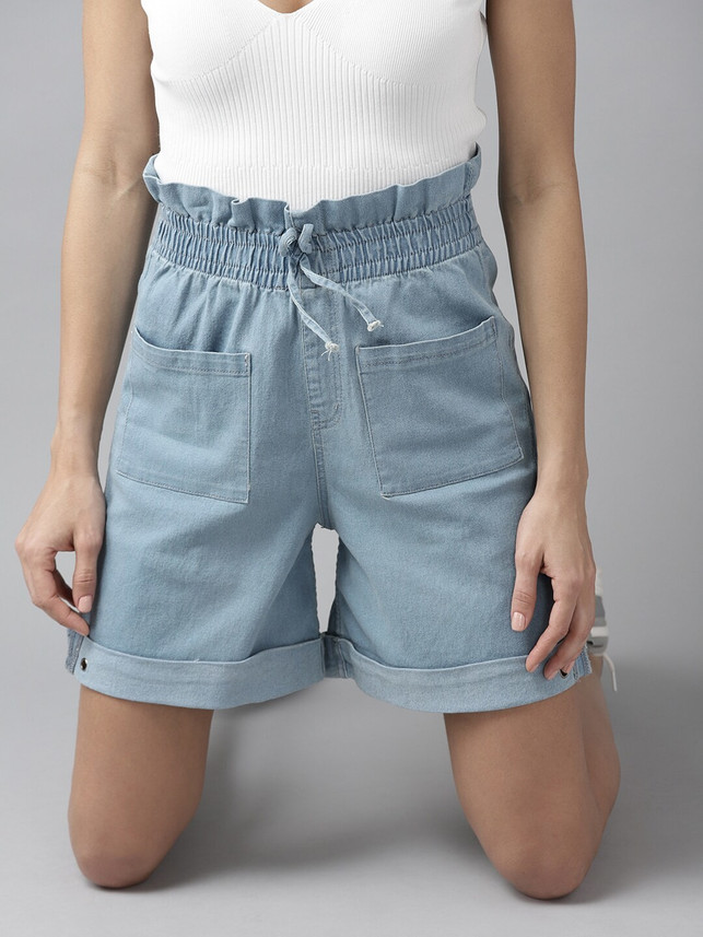 Roadster Solid Men Blue Denim Shorts 