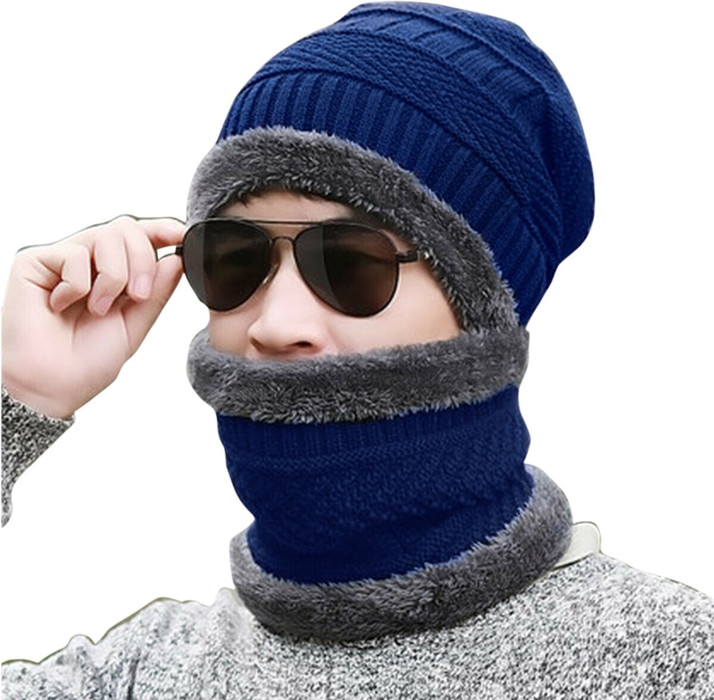 FINARO Beanie Cap With Neck Warmer Cap 