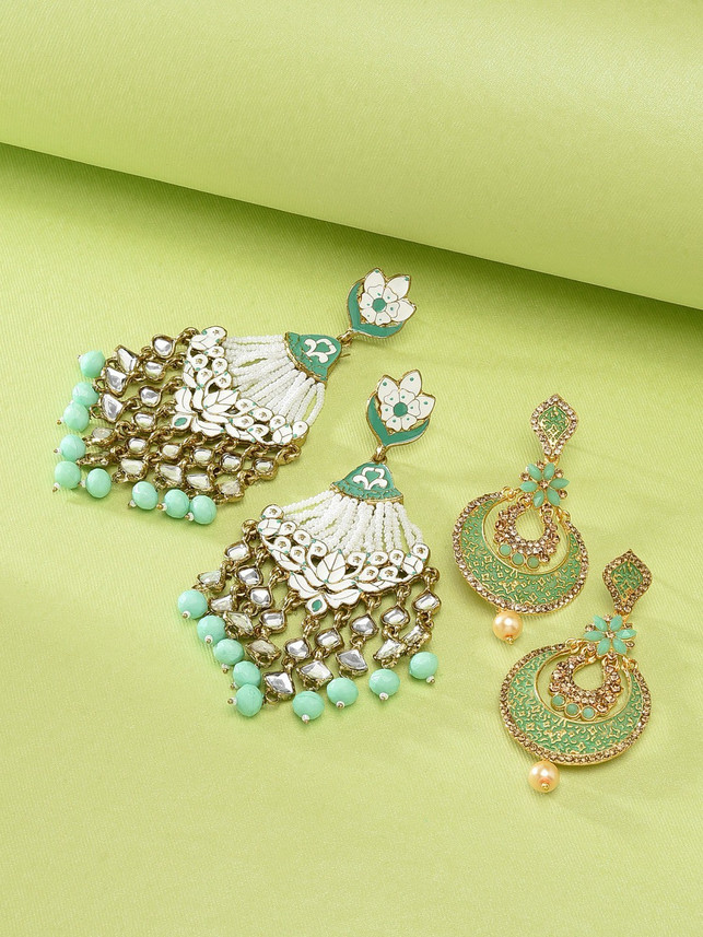 Traditional Kundan Pearl Enamel Drops 