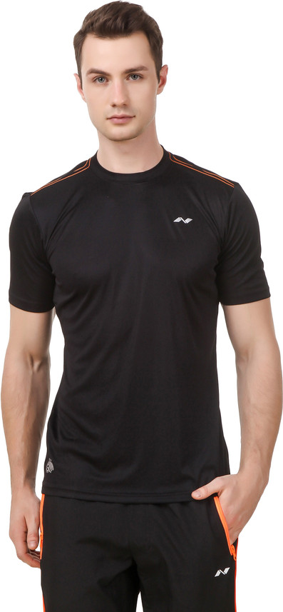 NIVIA Solid Men Collared Neck Black 