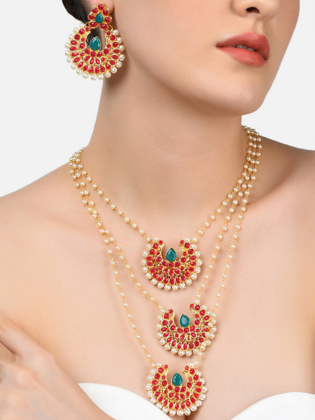 ZAVERI PEARLS Stone Chandbali Earring 