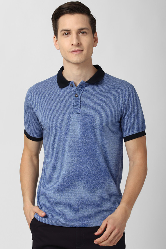 Men Polo Neck Blue T-Shirt 
