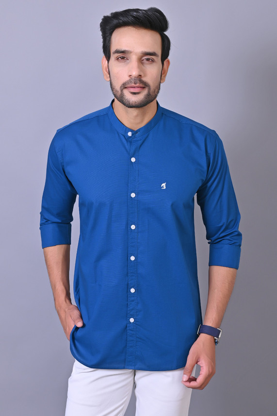 Blue Zed Men Solid Casual Light Blue 
