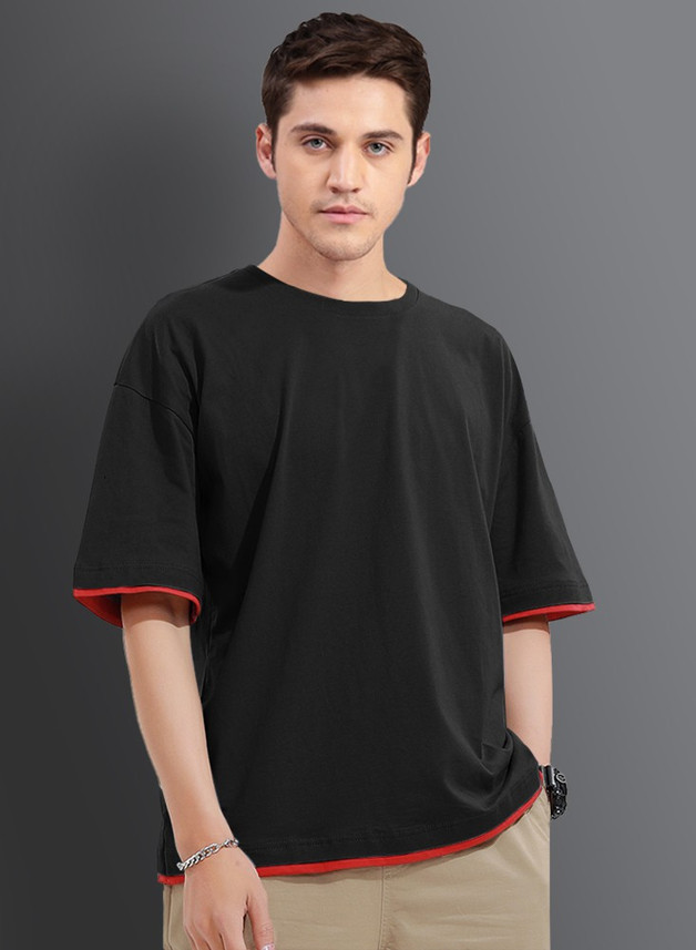 Buy Orien Solid Men Round Neck Black T 