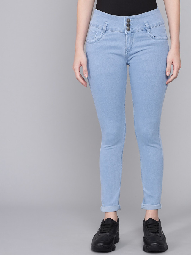Waist Slim Women Light Blue Jeans 