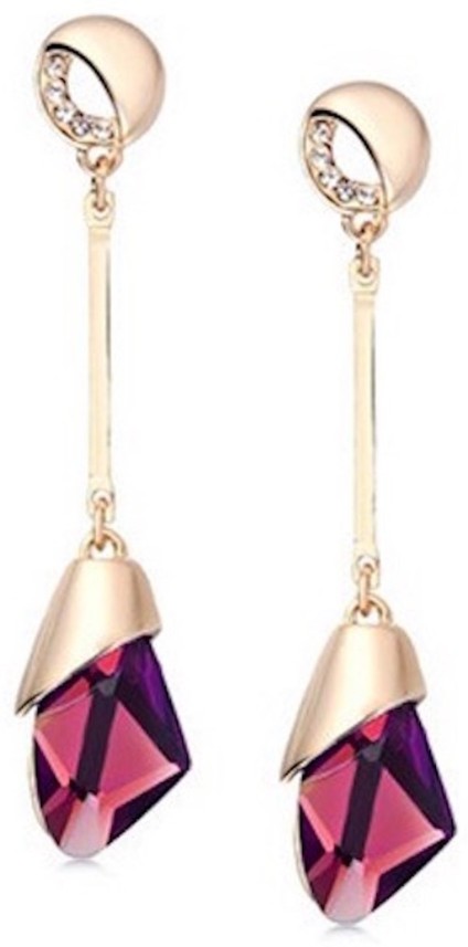 Purple and Copper coloured drop earrings