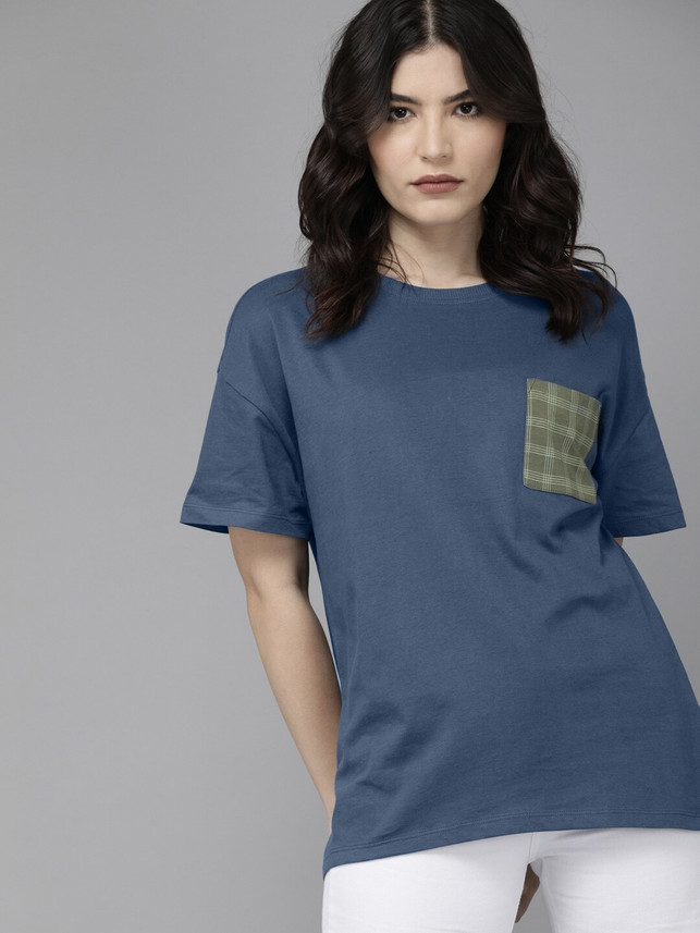 Roadster Self Design Women Round Neck 