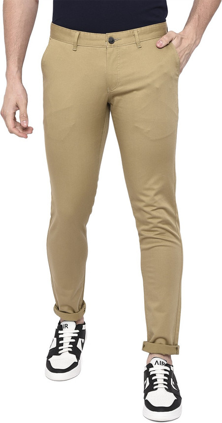 Greenfibre Slim Fit Men Khaki Trousers 