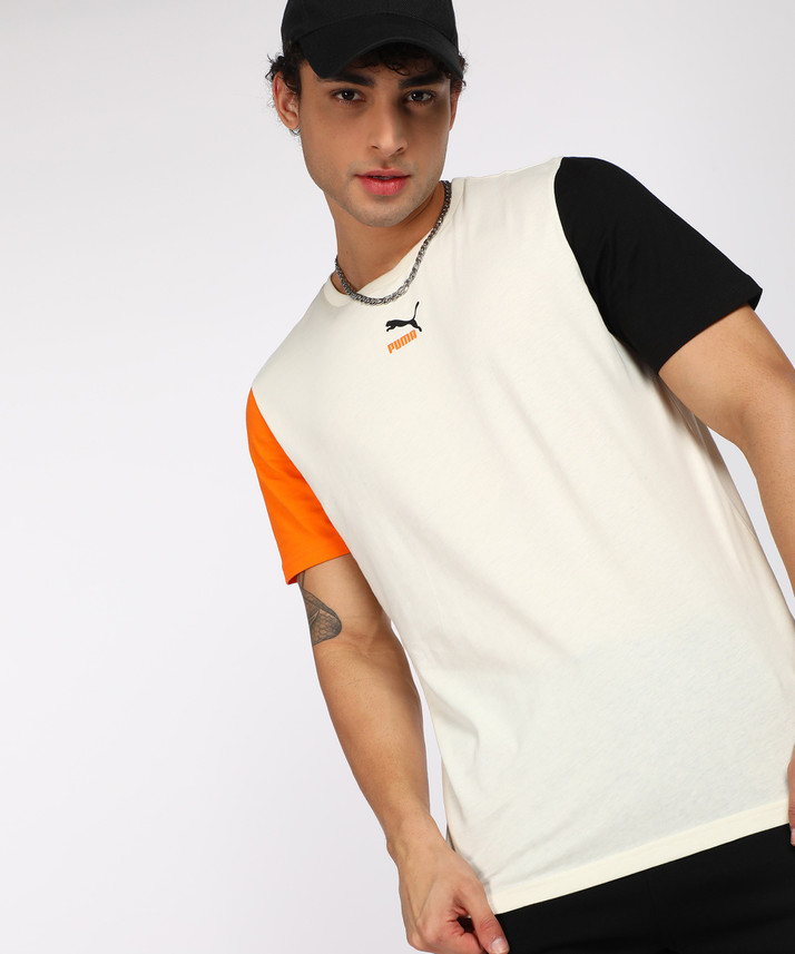 PUMA Color Block Men Round Neck Grey T 