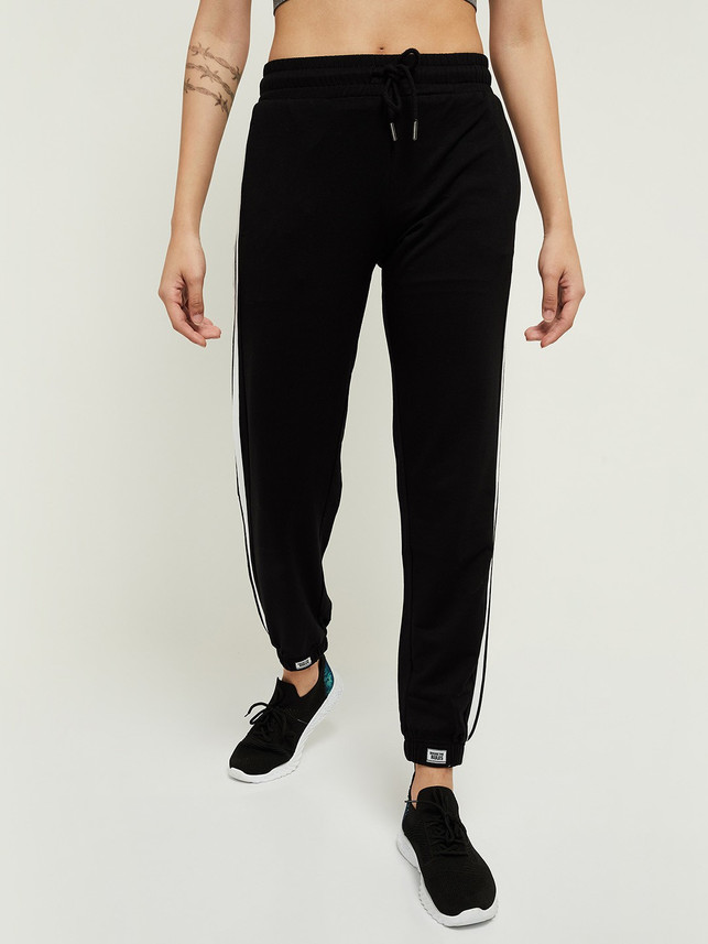 Buy MAX Solid Women Black Track Pants 