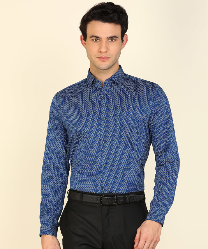 PETER ENGLAND Men Printed Formal Dark 